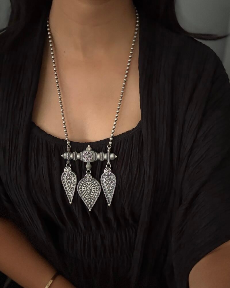 Silver Brass Drop Necklace - Image 3