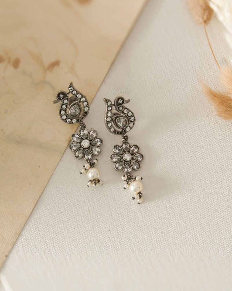 Peacock Silver Earrings