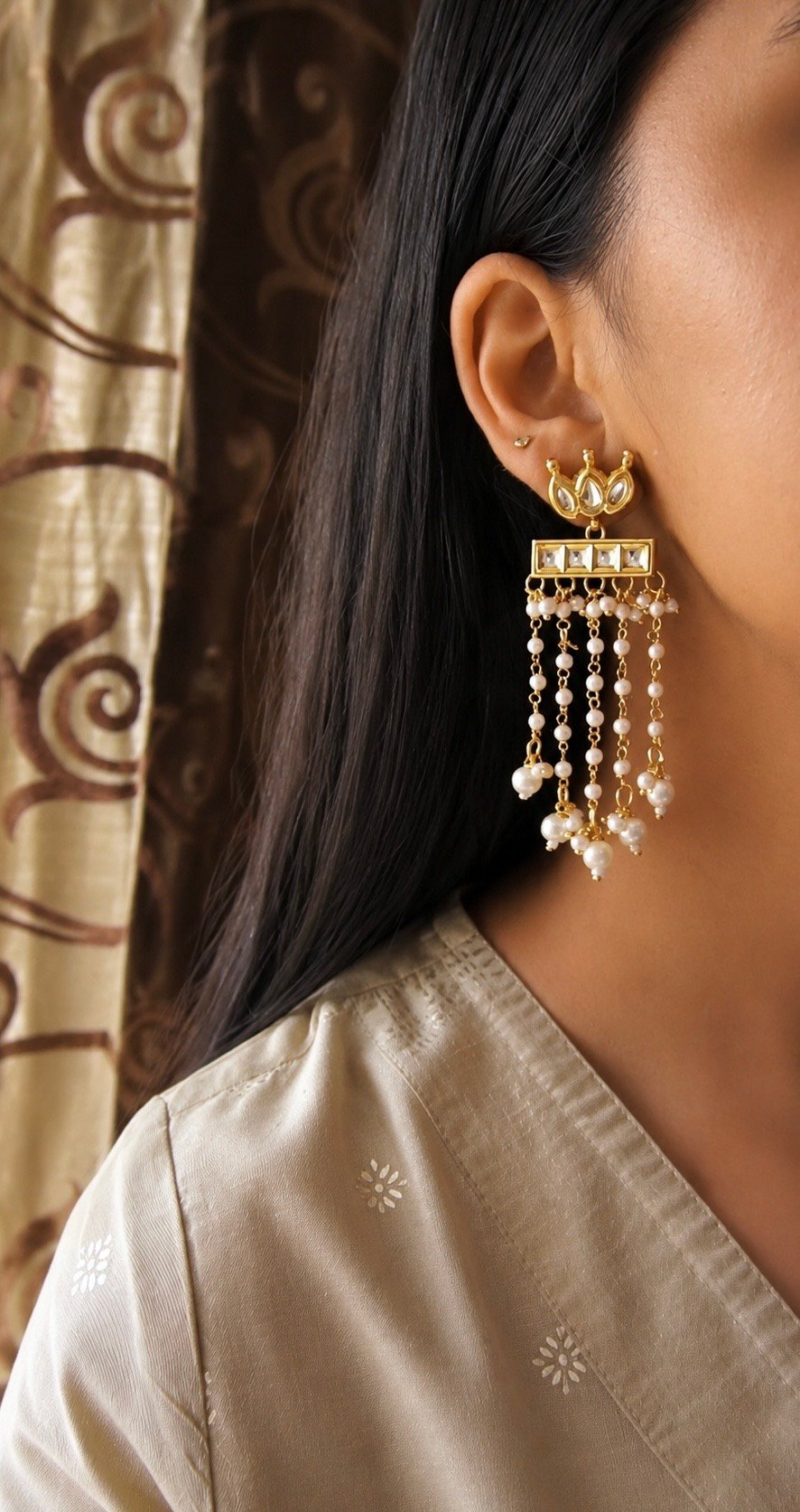 Meena Moti Earrings