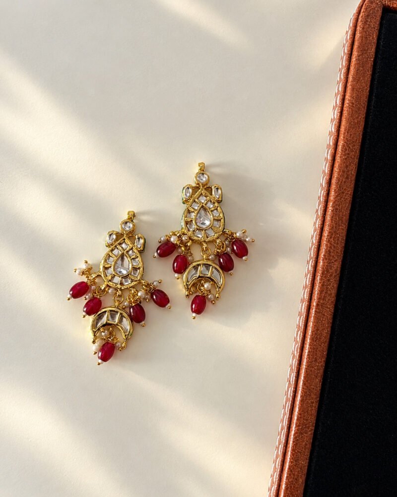 Ruvaan Maroon Earrings